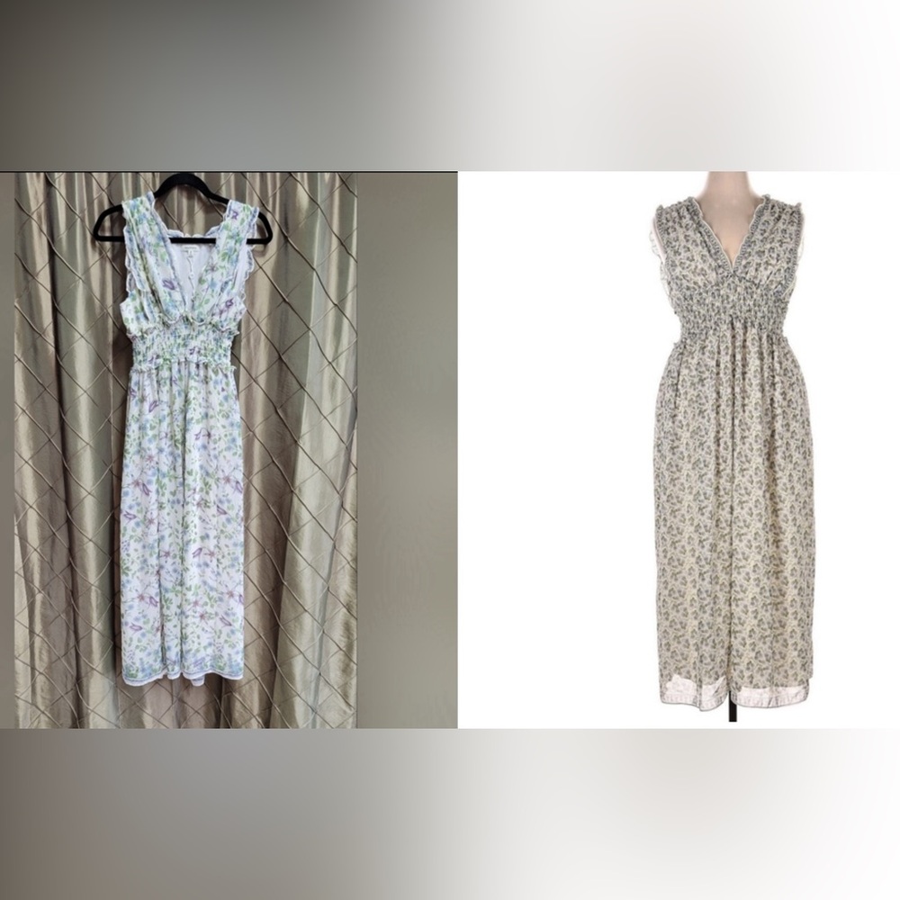 Max Studio Floral Maxi Dress in White and Lavender